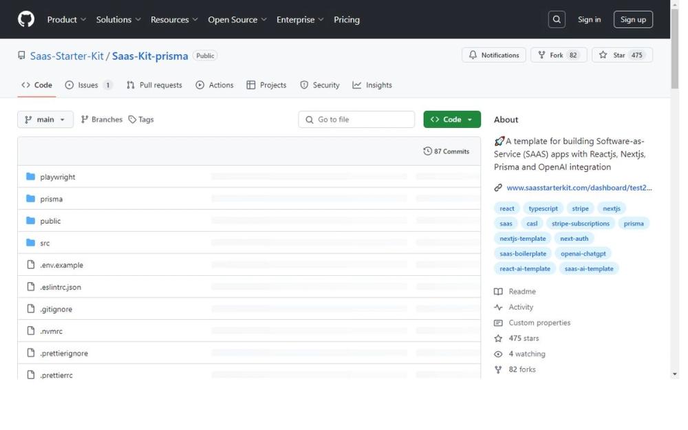 Screenshot of Saas-Starter-Kit/Saas-Kit-prisma