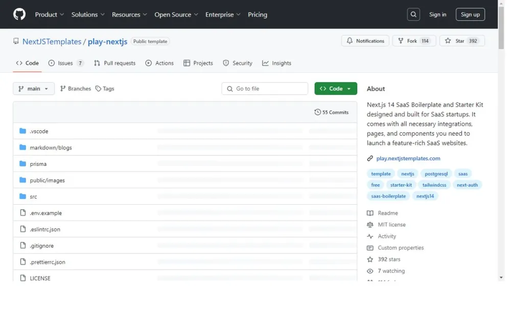 Screenshot of NextJSTemplates/play-nextjs