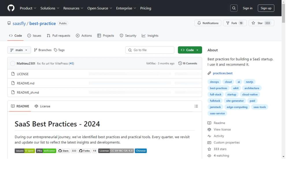 Screenshot of saasfly/best-practice
