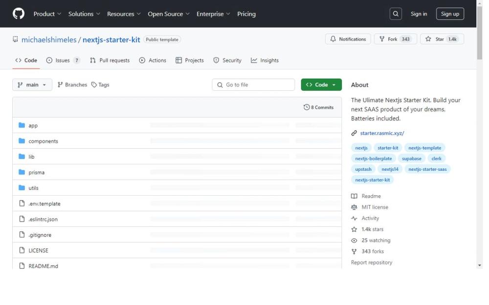 Screenshot of michaelshimeles/nextjs-starter-kit