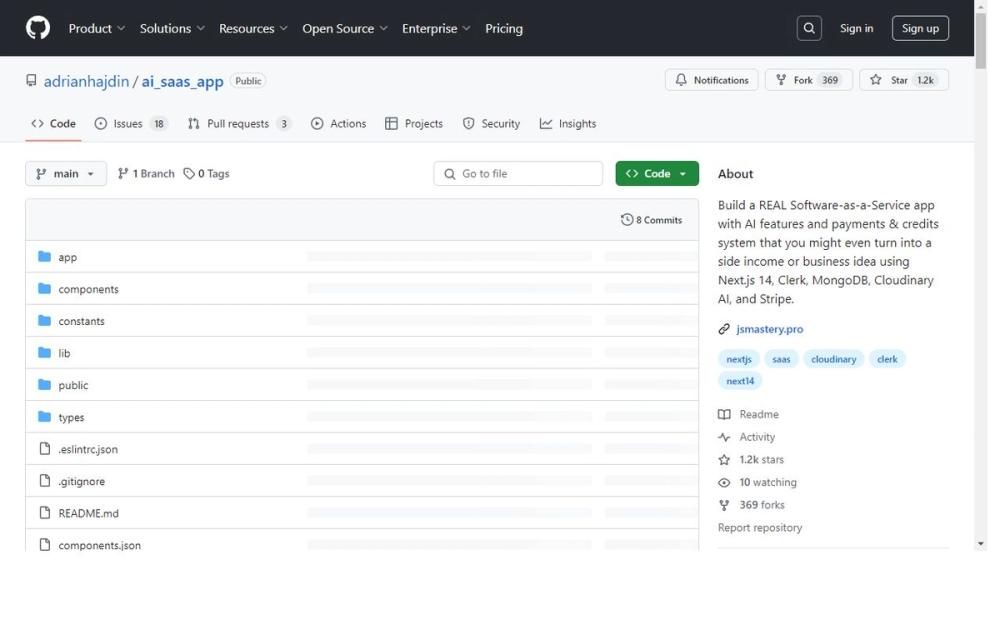 Screenshot of adrianhajdin/ai_saas_app
